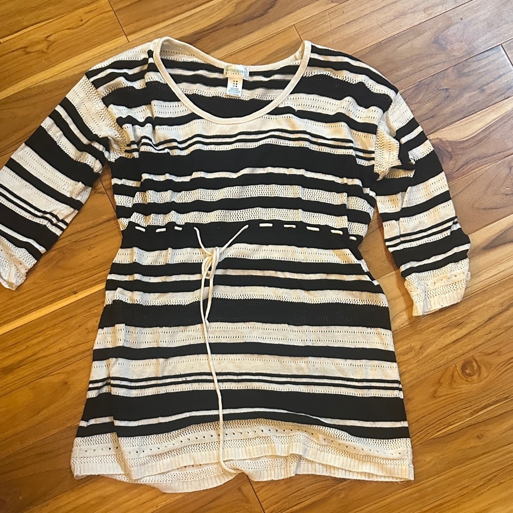 Motherhood Black and Cream Striped Tunic